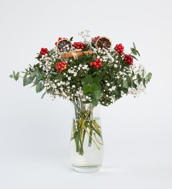 Paşabahçe Cam Vazoda Kokina Çiçeği - Yılbaşı Çiçeği