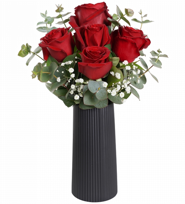 Siyah Vazoda Kırmızı Güller