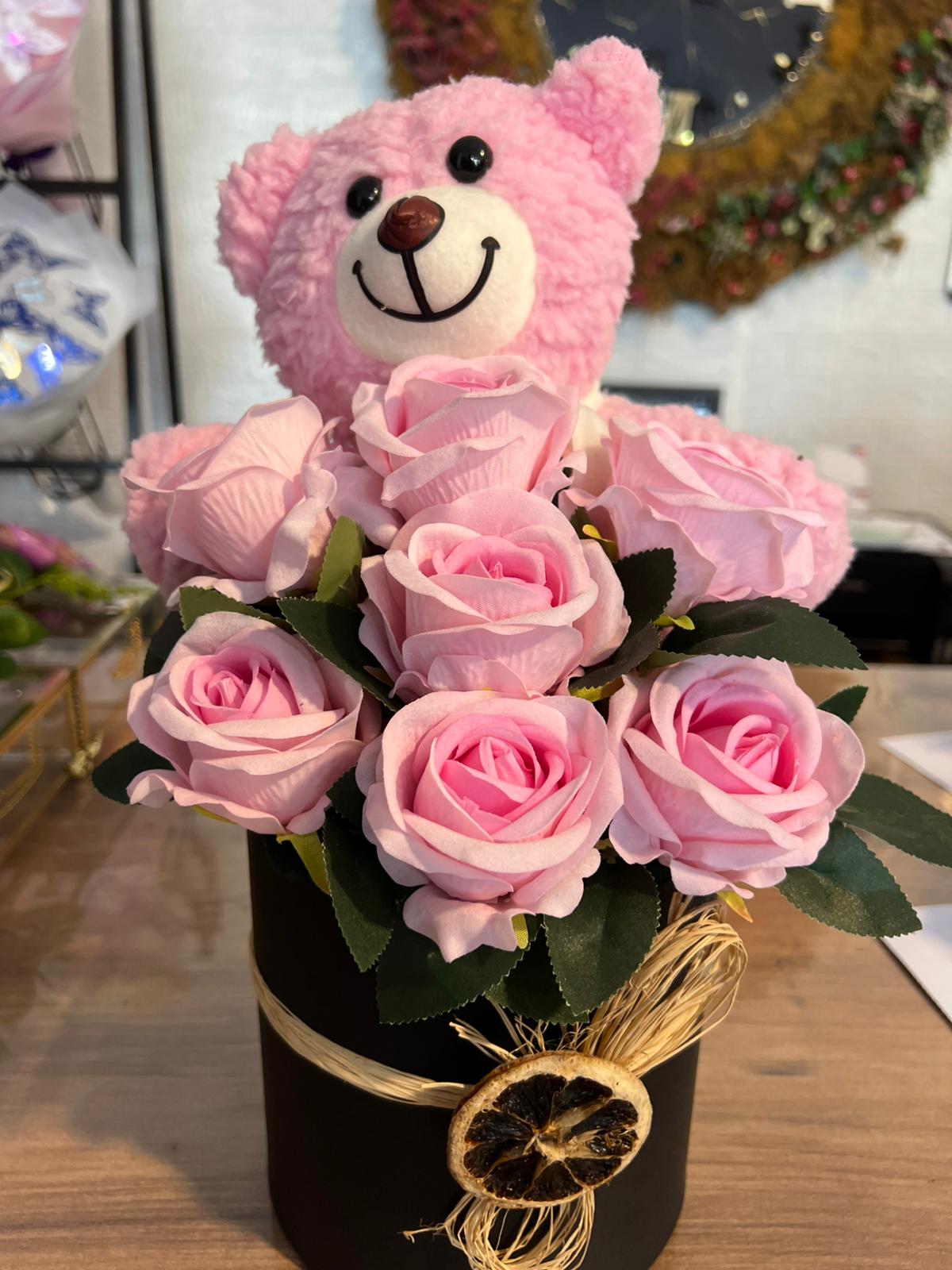 Hediyelik ayıcıklı gül 2