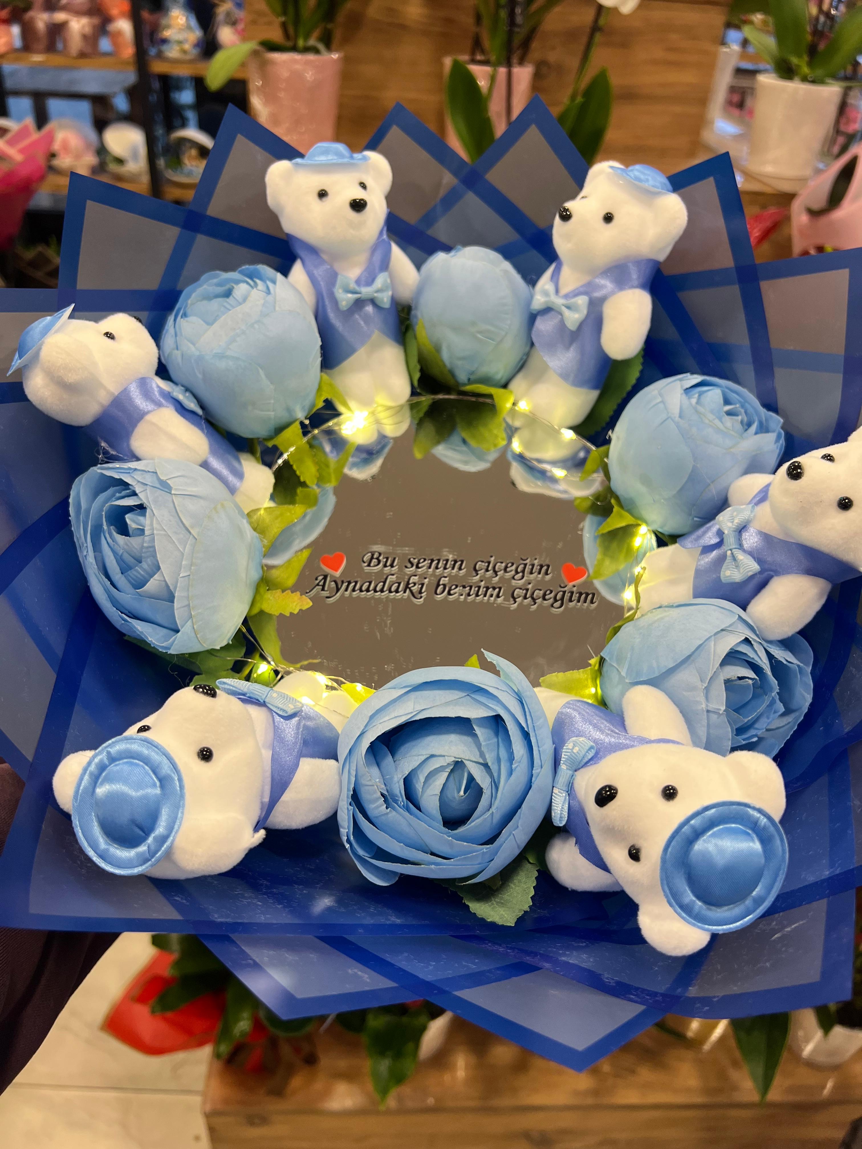 Ledli Ayıcıklı Aynalı Buket