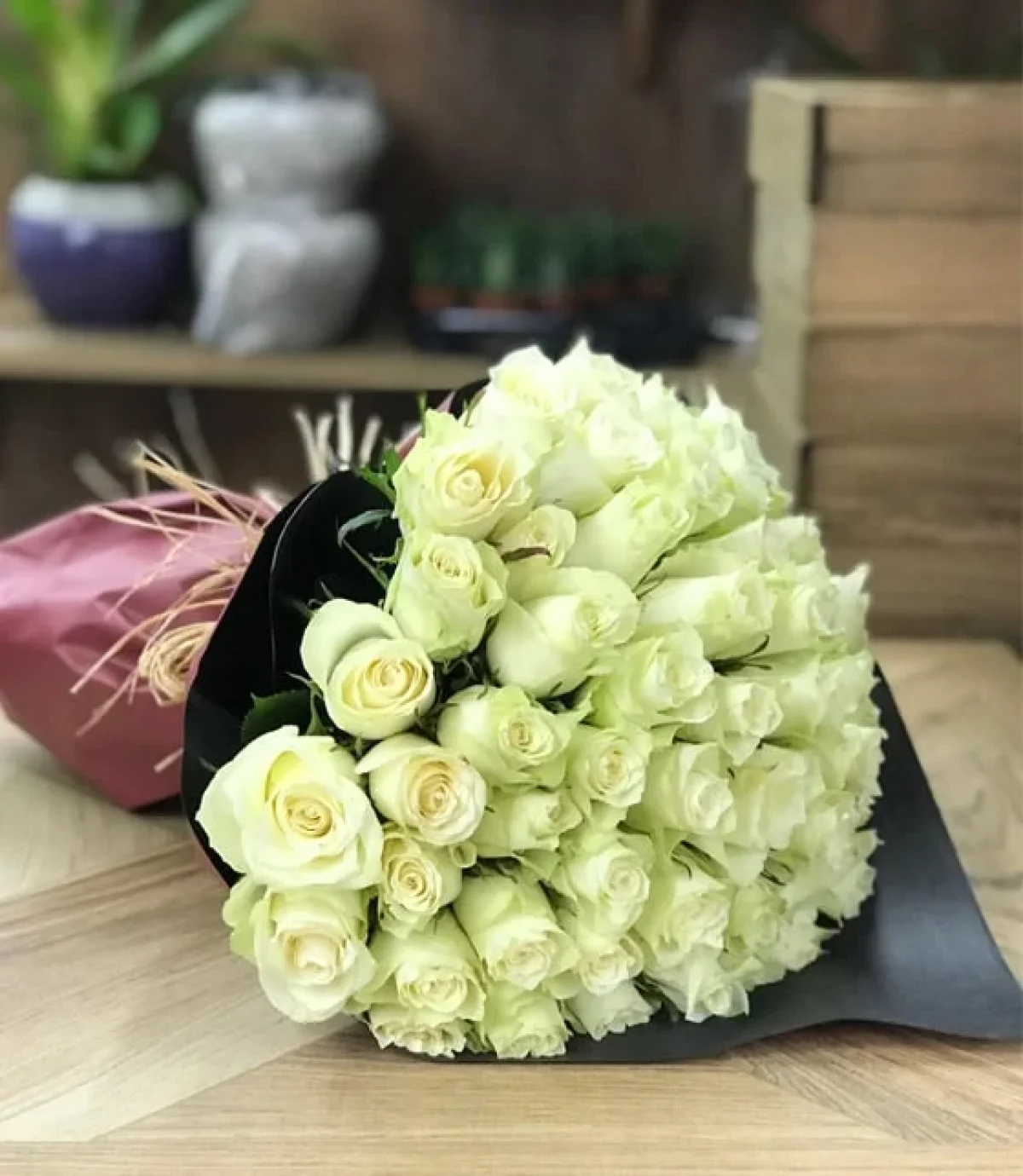 50 Adet  Canlı Beyaz Gül